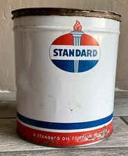 Vintage Collectable 10 lb Standard Oil Grease Can with Lid