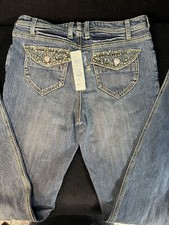 CACHE size 2 Denim Novelty stretch womens blue jeans NWT