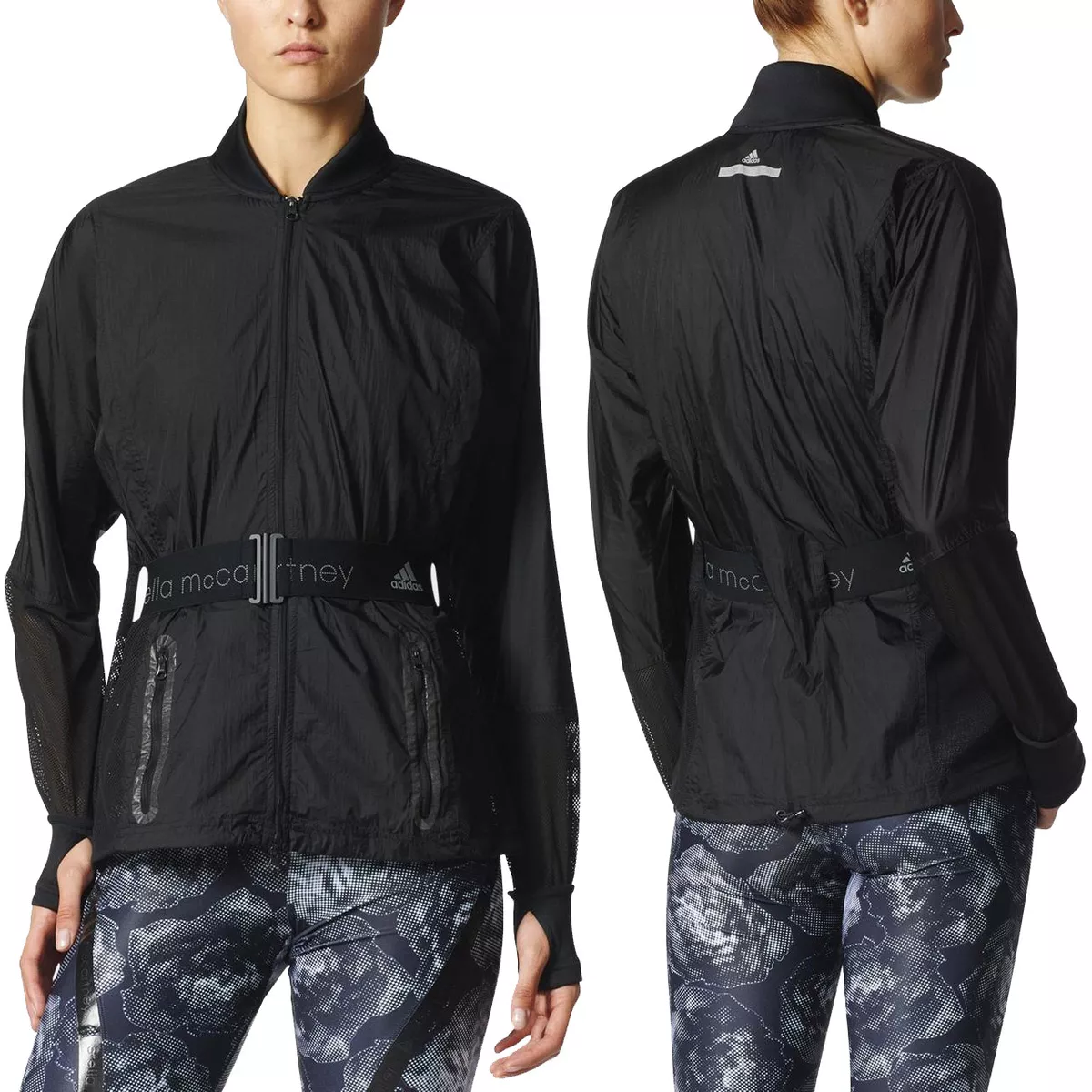 ADIDAS STELLA MCCARTNEY BLACK WINDBREAKER PERFORMANCE RUN ACTIVEWEAR SIZE-S