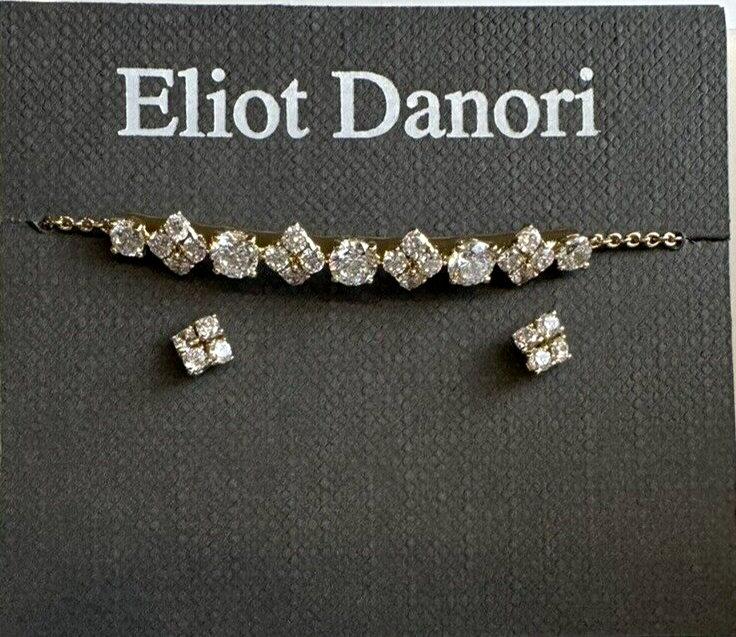 Eliot Danori Gold-Tone Crystal Bracelet Stud Earrings Set NEW