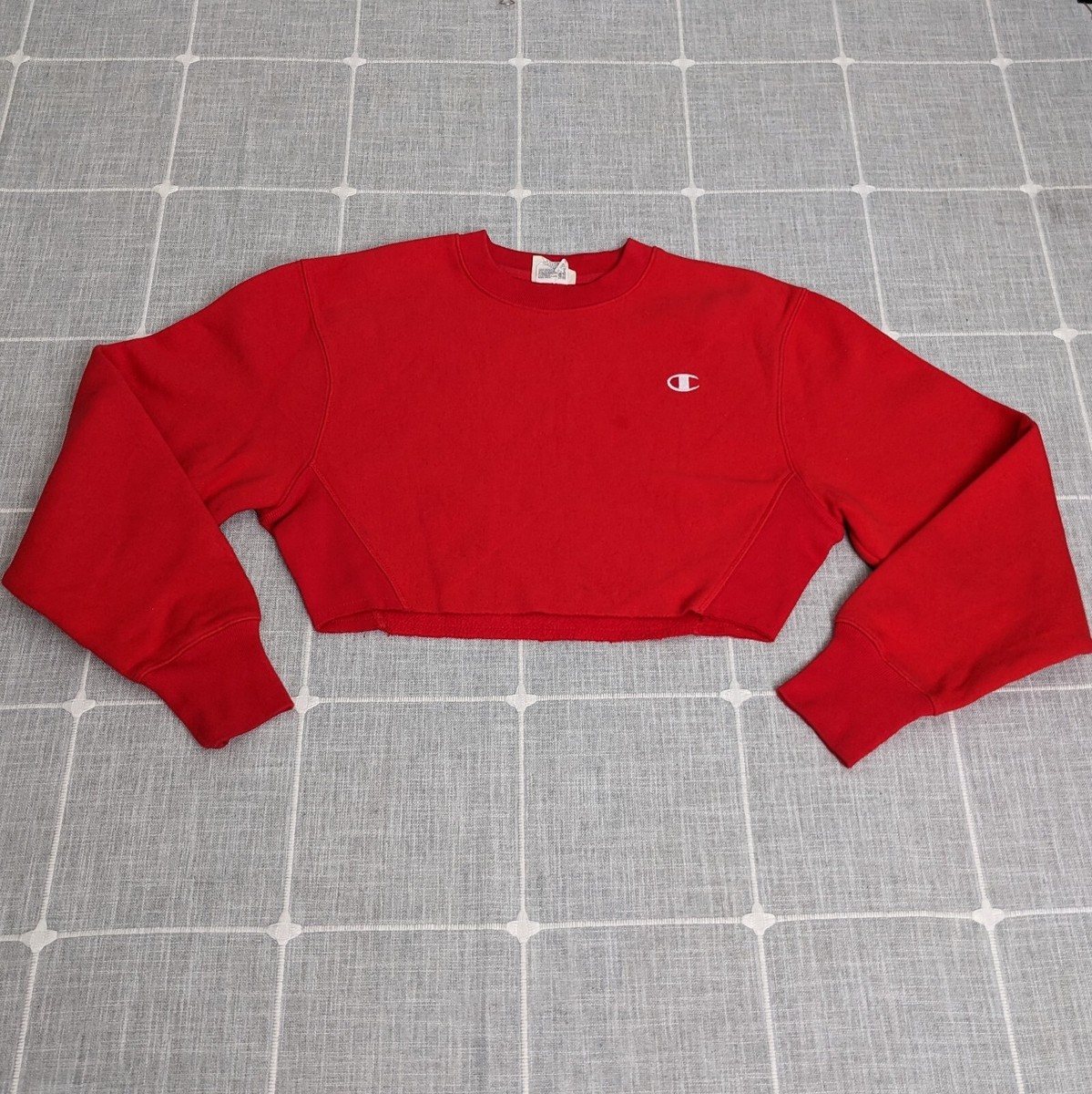 Champion Sweater Womens Size XS Red Crop Top Long Sleeve Reverse Weave |  eBay