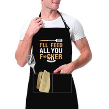 Cooking Apron - Funny Aprons for Men Women with 2 Pockets Waterproof BBQ Gril...