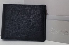 Image of Calvin Klein Wallet Bifold Mens Platinum Black Saffiano Pebble Leather BNIB Rare