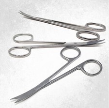 NEW Set of 3 Each 4.5" IRIS Scissors Curved Tip Stainless Steel HIGH QUALITY
