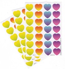 HEARTS 3 Sheets Colorful Rainbow Ombre Stickers 