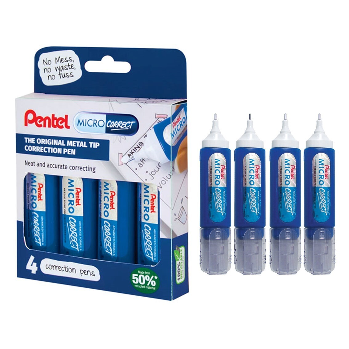 Pentel Micro Correct - Penna Correttiva A Punta Metallo Per Correzioni Di Precisione Su Carta E Cartoncino