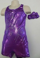 foil shorty unitard Gymanstics Hologram Sequin Purple Foil small child NWOT