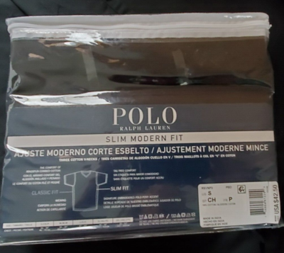 Polo Ralph Lauren 3-Pack SLIM FIT T-Shirt V-NECK Men's Small Black