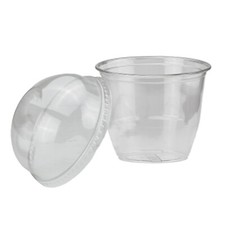 100-Stk. Dessertbecher Puddingbecher Feinkost PET ClearCup inkl. Domdeckel 0,3L