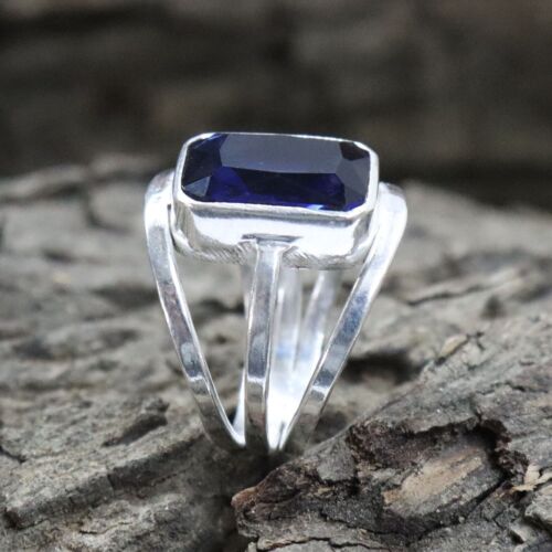 Deslumbrante Tanzanita Piedras 925 Plata de Ley Hecho a Mano Anillo Todo Talla - Imagen 3 de 6