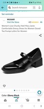 Women's Low Chunky Heel Mary Jane Shoes for Women Closed Toe Size 8 Black
