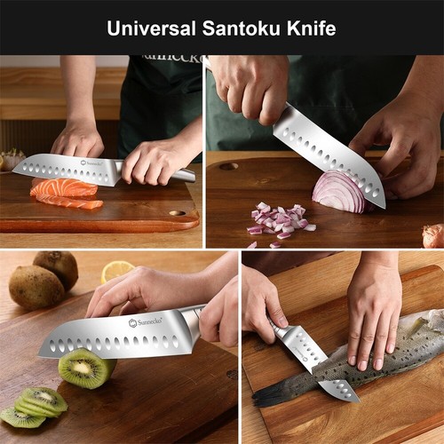 Juego de 2 cuchillos de cocina Santoku cuchillo de chef acero inoxidable herramientas para pelar frutas - Imagen 4 de 9