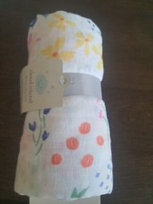 Cloud island NWT Floral muslin blanket TARGET NEW SWADDLE BABY GIRL BLUE