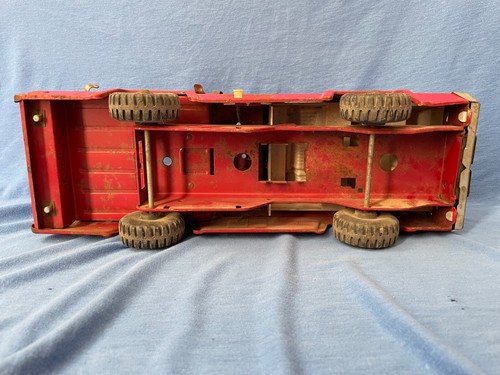 1970-73 TONKA Fire Truck - Vintage Red Pressed Steel Toy Ladder Snorkel Pumper - Picture 8 of 12