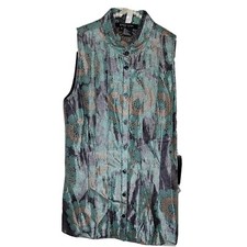 ETCETERA Sz 4 Medallion Teal Metallic Silk Pl...