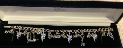 Sterling Silver Charm Bracelet Disney Peter Pan Tinkerbell Crystals