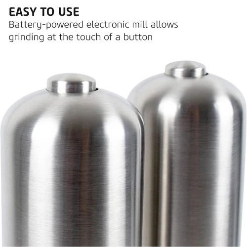 Electric Pepper Mill Salt And Pepper Grinder Stainless Steel One Touch Button US