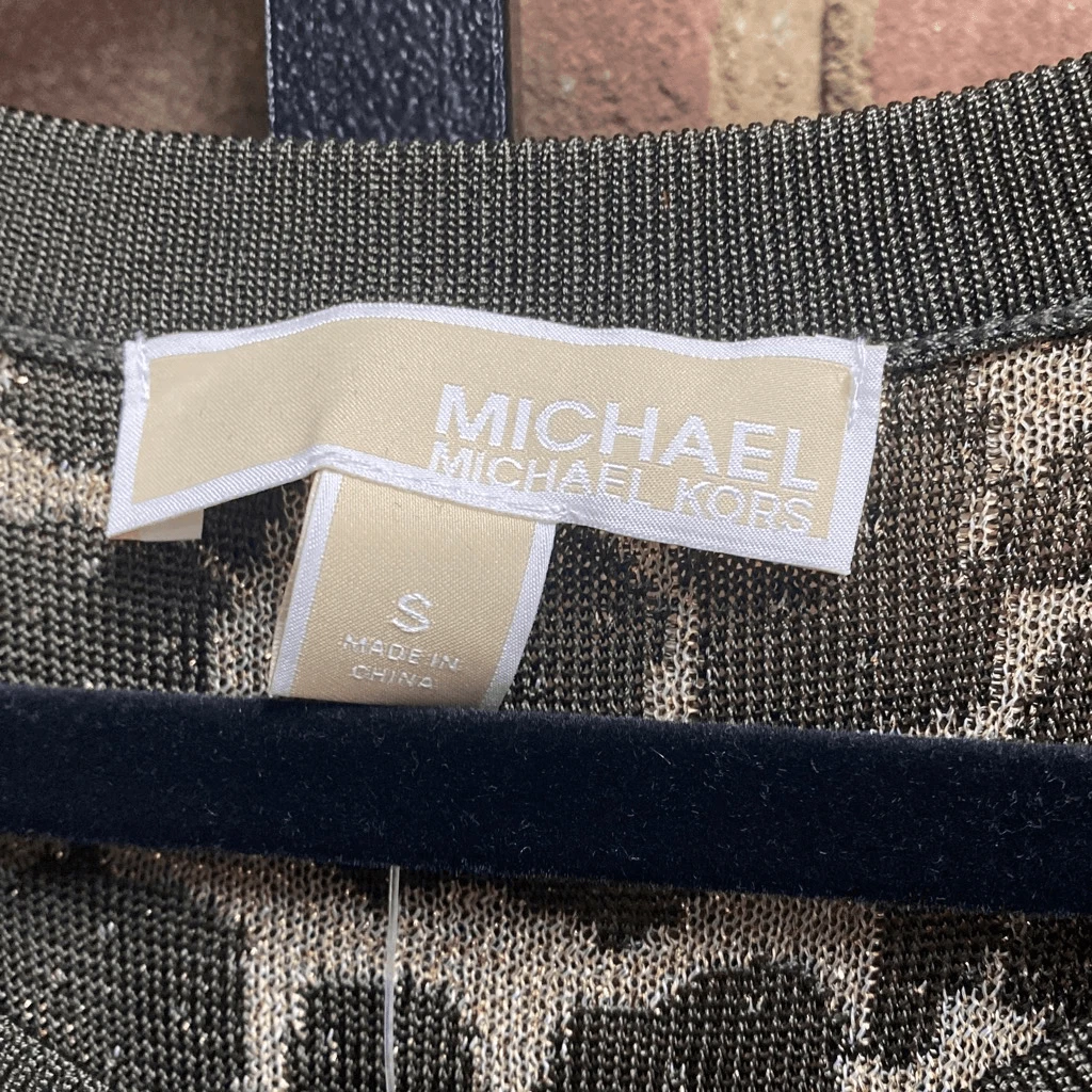 Abito MIDI Michael Kors verde leopardato senza maniche taglia small NUOVO