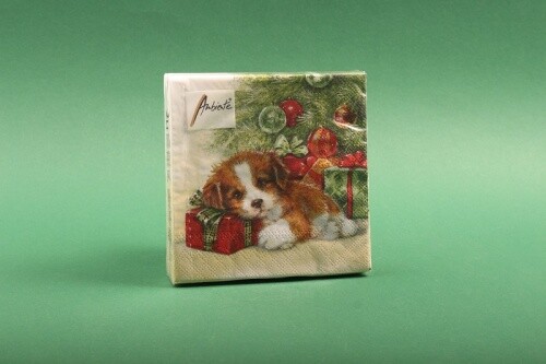 "Servietten \"Gift Guard\" 25X25 Cm Ambiente Hund Weihnachten Xmas Tischdekoration"-image