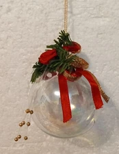 Festive Handmade Glass Ball Ornament - 2.50" Holiday Hanging Decoration