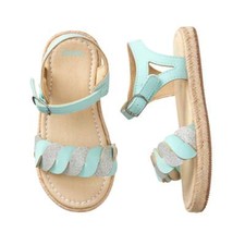 NWT Gymboree Glitter Espadrilles Sandals Shoes Toddler Girls Mint and silver