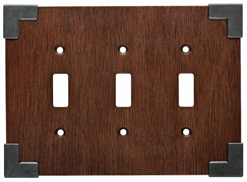 Triple Toggle Wall Plate Triple Switch Plate Soft Iron Wood 