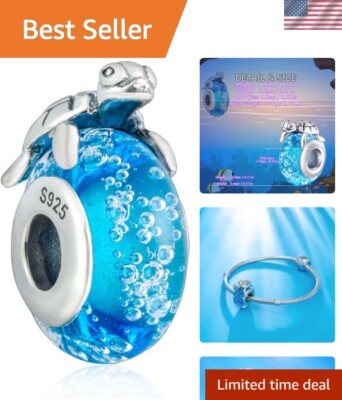 Bezaubernde 925 Silber Schildkröte Perle - Muranoglas Zusatz für Armbänder/Halsketten