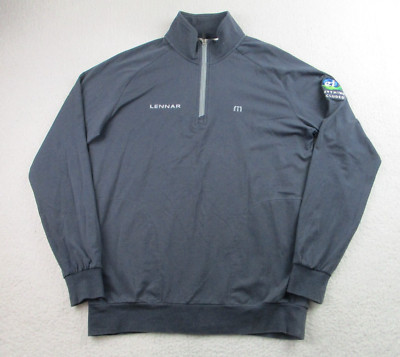 Travis Mathew Sweater Mens M Blue Long Sleeve Pullover 1/4 Zip Performance Golf