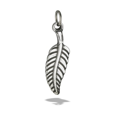  Stainless Steel Oxidized Feather Pendant (Reversible)