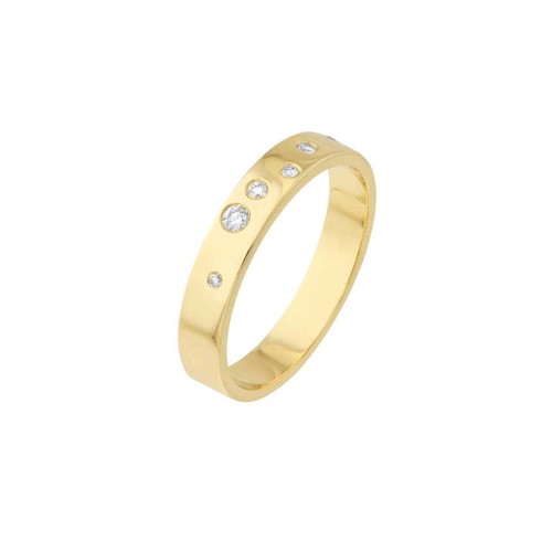 Fede Nuziale Diamanti Sparsi Oro Giallo 14K 6 - Foto 2 di 3