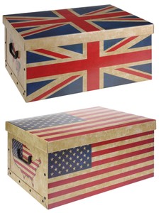 Cardboard Large Storage Boxes With Lid Storage Box Toy Box Handle Union Jack USA | eBay