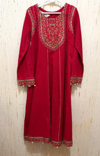 Maria B Girls 10-12 Indian/Pakistani Red Embroidered Fancy Dress Pajama Kurta