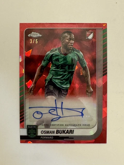 2025 Topps Chrome MLS Osman Bukari Red Auto 3/5 Austin FC CA-OB