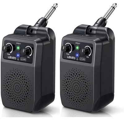 LEKATO Mini Gitarrenverstärker 5W E-Gitarren Amp mit  4 Effekte & Akku, 1/2 STK