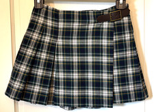 Polo Ralph Lauren Girls Pleated Skirt 8 Blue Green Plaid Preppy Old Money School