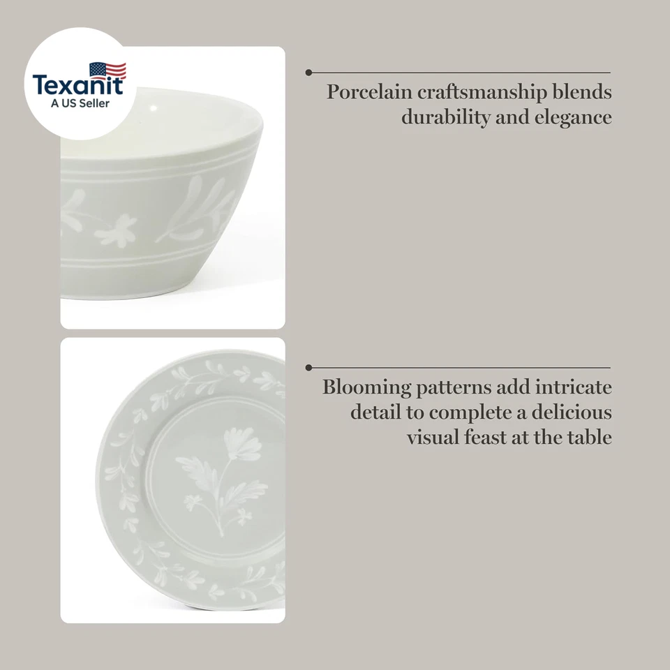 Conjunto de Louça Maiden Crown 12 Peças Verde Sálvia – Prato de Cerâmica Vegano Porcelana Óssea - Imagem 4 de 4