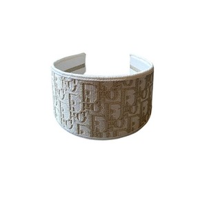 Christian Dior White Gold CD Monogram patterned wide headband Dior Oblique White and Gold Wide Headband – Phoenix Style main image 3