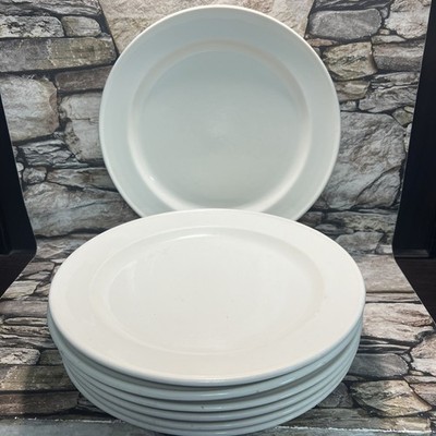 Vintage Oneida Classic White Dinner Plates USA  (Set of 7) 12'' XL
