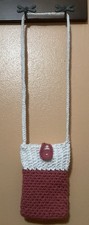 Hand Crocheted Pink/White Small Bag