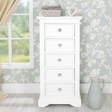 Image of White Bedroom Furniture Wooden Chest of Drawers Bedside Table Robe GAINSBOROUGH