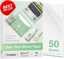 Koala Clear Sticker Paper 50 Sheets Transparent Glossy 8.5x11 Inkjet Vinyl US