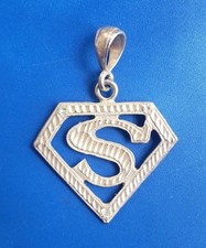 Vintage Silver Tone Superman Pendant Charm