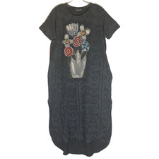 Zenana Dress Womens Small Multicolor Floral Art Painting Pockets Boho Maxi HiLo
