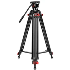 GVM JJL-JY 3-Section Aluminum Video Tripod with Fluid Head, 13.23 lbs Load Capac