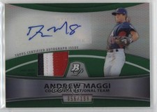 2010 Bowman Platinum Relic Refractor Green /199 Drew Maggi An Patch Auto 5c2