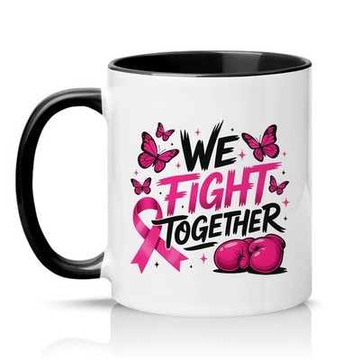 We Fight Together Damen 11 Unzen Keramiktasse Brustkrebs Unterstützung Bewusstsein Geschenk
