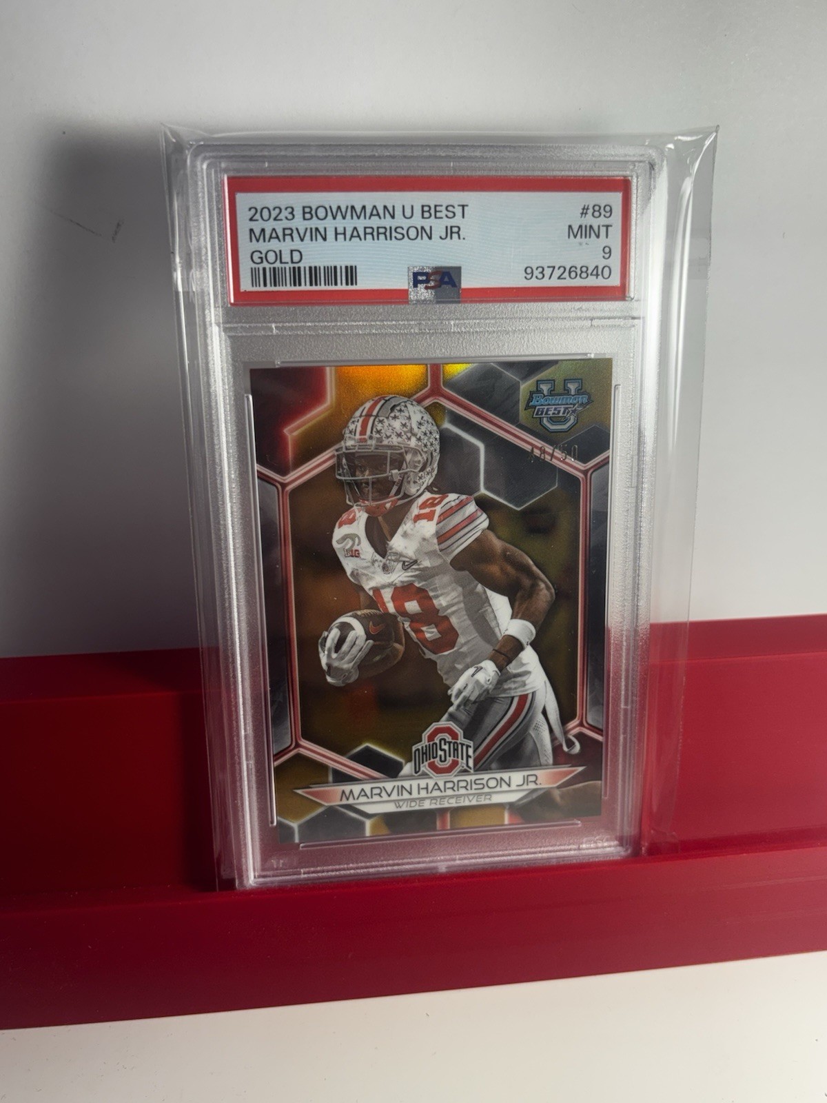 2023 Bowman U Best GOLD Marvin Harrison Jr. ROOKIE RC 48/50 PSA 9 view 3
