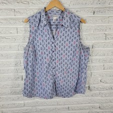 Rebecca Malone Women 1X Top Blue Striped Anch...