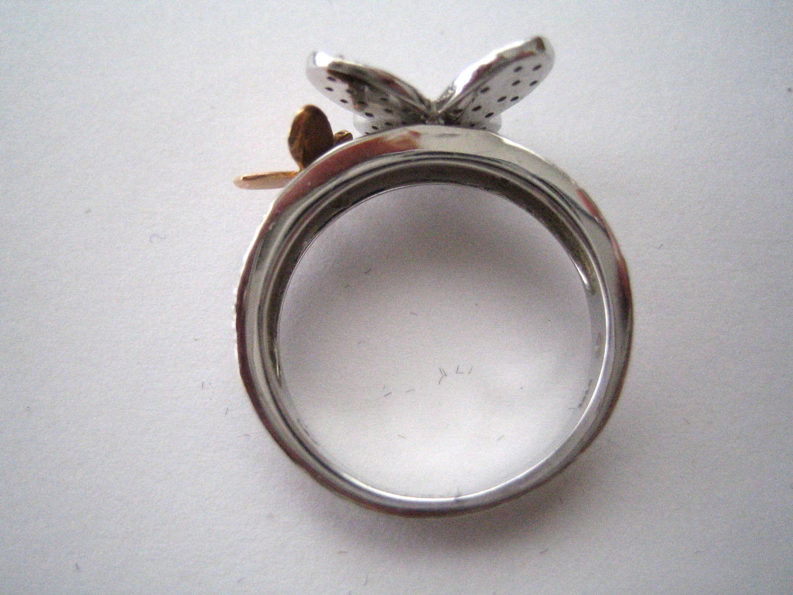 14k Solid White & Rose Gold Double Butterfly Ring… - image 7