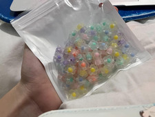 200PCS Acrylic Flower Beads, Candy Colors Spacer Loose Beads, 13mm Small Tran...